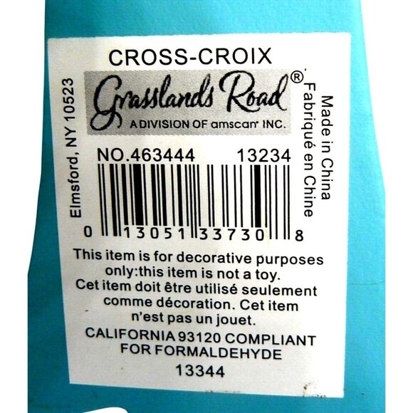 Decor Cross Wall Hanging w Dove & Blessing 9"x7" Turquoise & Gold Cross-CroiX - Picture 3 of 4